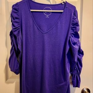 Women's INC International Concepts Violet Ruched Sleeve Top